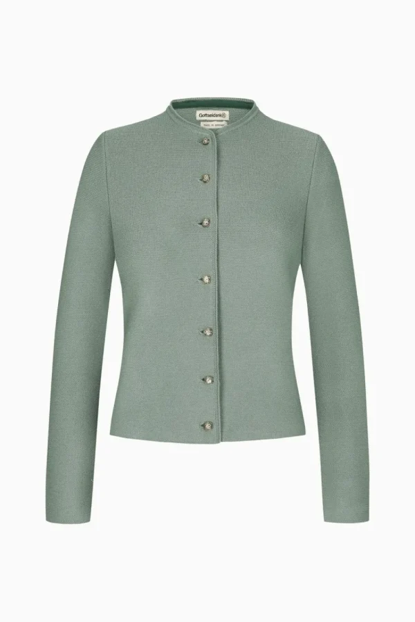 Strick^Gottseidank Damenstrickjacke Aloisia Uni Eukalyptus
