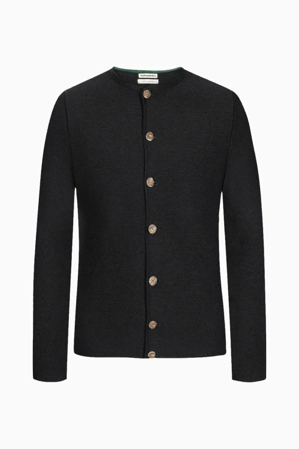 Strick^Gottseidank Herrenstrickjacke Aloisius Uni Kaviarschwarz
