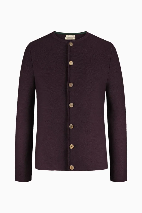 Strick^Gottseidank Herrenstrickjacke Anselm Uni pflaume