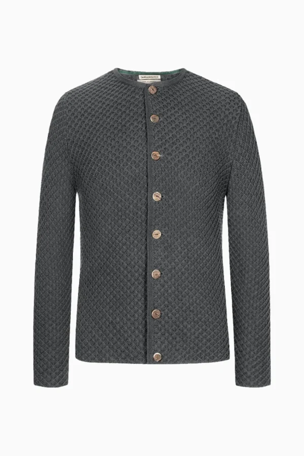 Strick^Gottseidank Herrenstrickjacke Xaver Uni Asphalt
